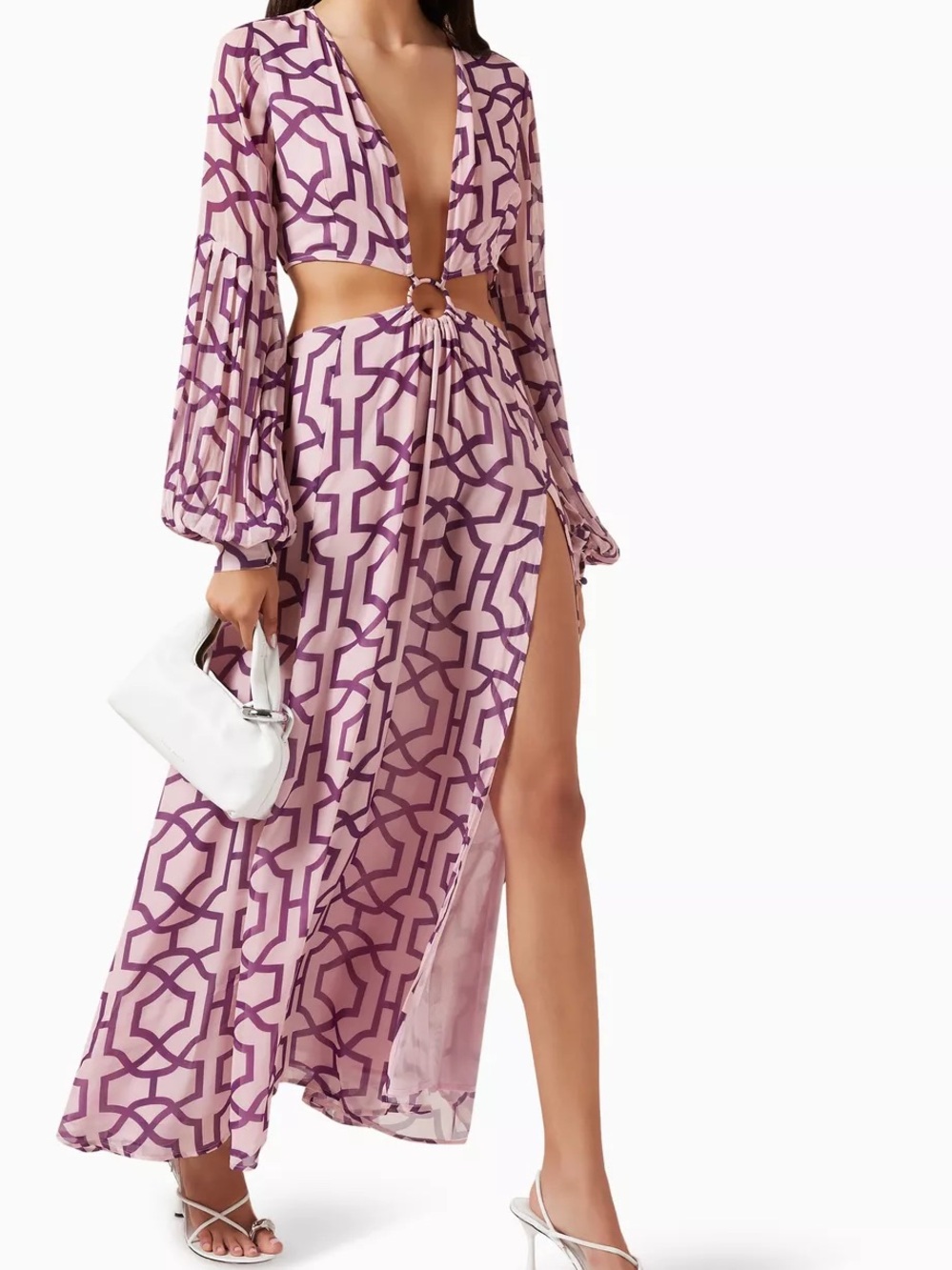 Alexandra Miro Saphira Cutout Dress Womens Small Pink Purple Geometric Print